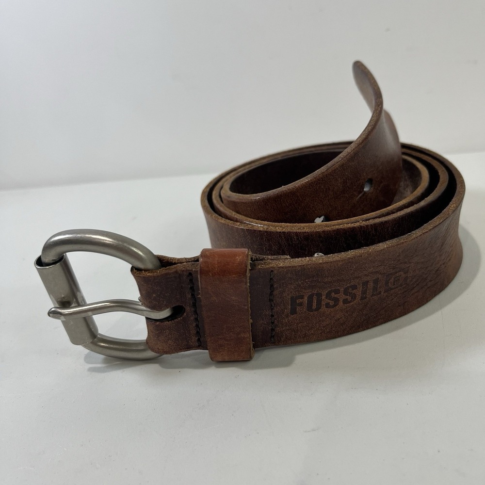 Vintage Fossil Genuine Leather Belt Distressed Brown Men's Size 38 Casual Rustic